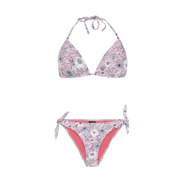 Protest PRTMOLOKO Floral Print Triangle Bikini Γυναικειο Σετ Μαγιο Ροζ - Λευκο