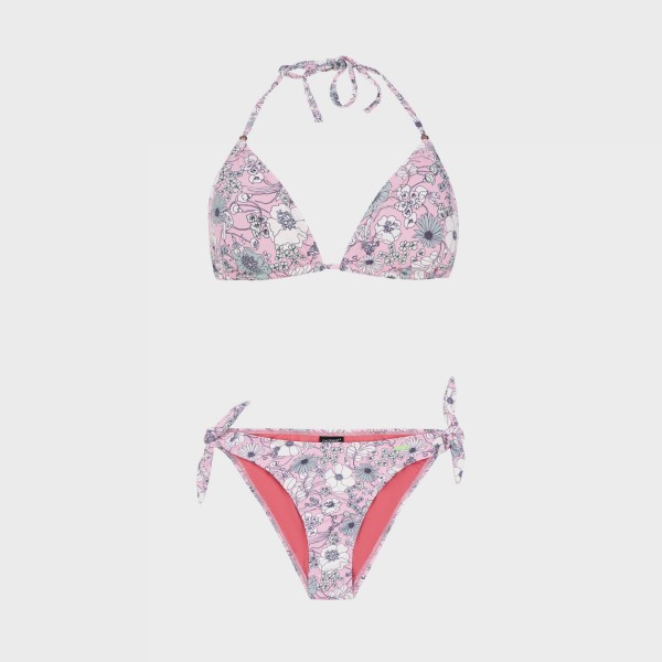 Protest PRTMOLOKO Floral Print Triangle Bikini Γυναικειο Σετ Μαγιο Ροζ - Λευκο