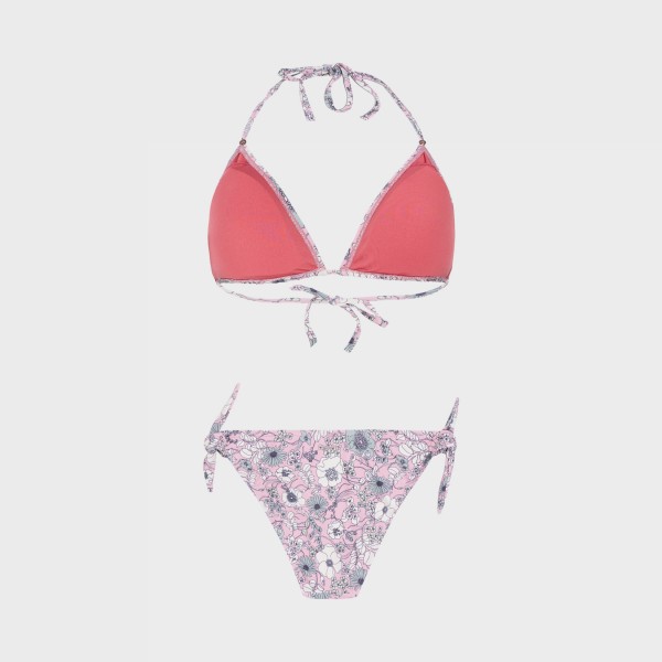 Protest PRTMOLOKO Floral Print Triangle Bikini Γυναικειο Σετ Μαγιο Ροζ - Λευκο