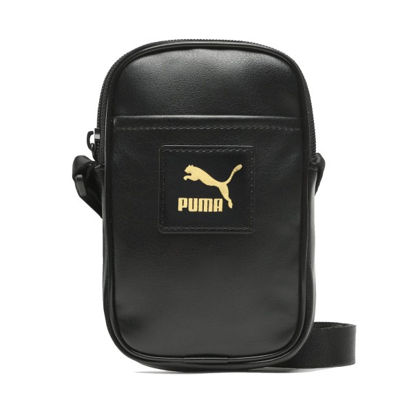 Puma Classic Elevated Neck Pouch Leather Unisex Τσαντακι Μαυρο 