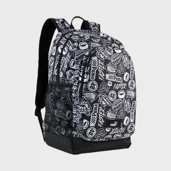 Puma Academy AOP 27 Λιτρα Unisex Τσαντα Πλατης Μαυρο - Λευκο