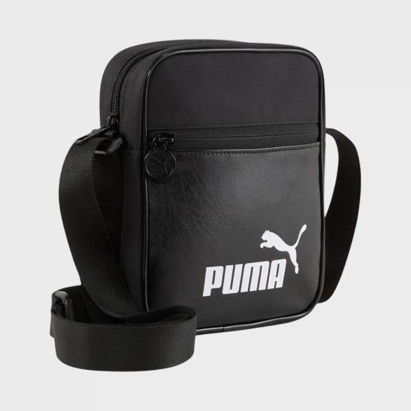 Puma Campus Portable Leather Cat Logo 1.5 Λιτρα Τσαντακι Μαυρο