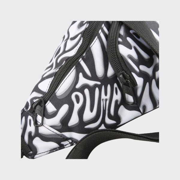 Puma Academy AOP Graphic Τσαντακι Μεσης Μαυρο - Λευκο