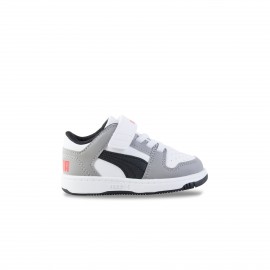Puma Rebound LayUp SL V Basket Low Βρεφικο Παπουτσι Λευκο - Γκρι