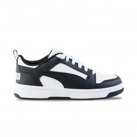 Puma Rebound V6 Low Junior Unisex Εφηβικο Παπουτσι Λευκο - Μαυρο