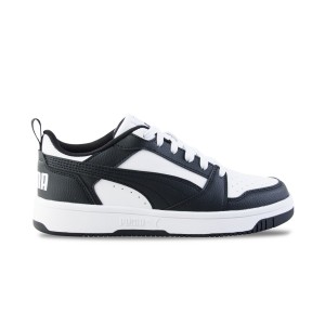 Puma Rebound V6 Low Junior Unisex Εφηβικο Παπουτσι Λευκο - Μαυρο