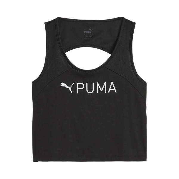 Puma Fit Skimmer Tank Crop Top Big Logo Γυναικεια Μπλουζα Μαυρη