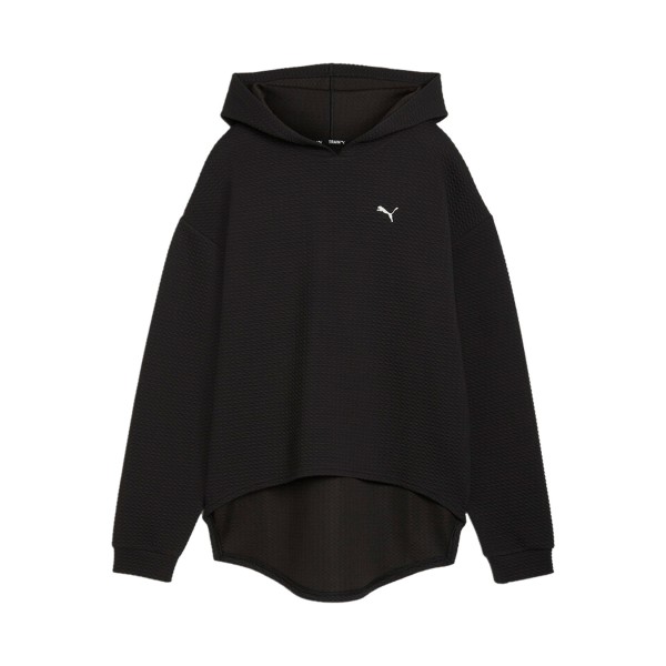 Puma Q4 Studio Textured Hooded Long Γυναικειο Φουτερ Μαυρο