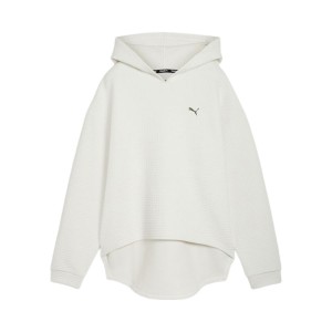 Puma Q4 Studio Textured Hooded Long Γυναικειο Φουτερ Λευκο