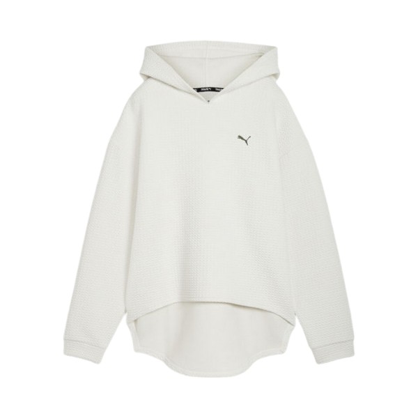 Puma Q4 Studio Textured Hooded Long Γυναικειο Φουτερ Λευκο