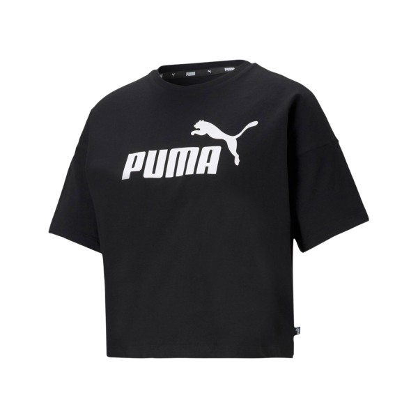 Puma Essentials Cropped Logo Γυναικεια Μπλουζα Μαυρη