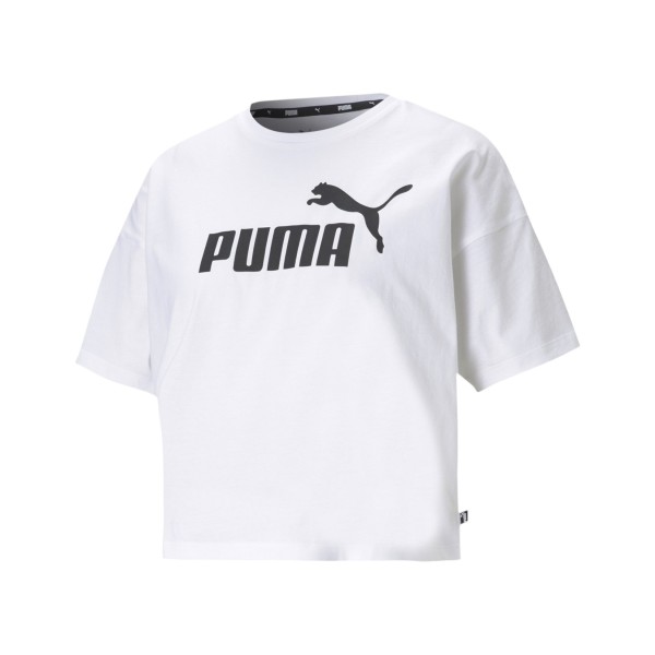 Puma Essentials Cropped Logo Γυναικεια Μπλουζα Λευκο