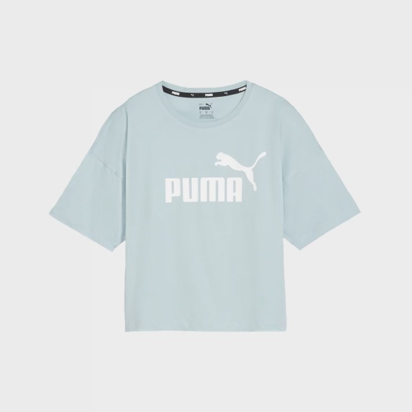 Puma Essentials Cropped Logo Γυναικεια Μπλουζα Σιελ