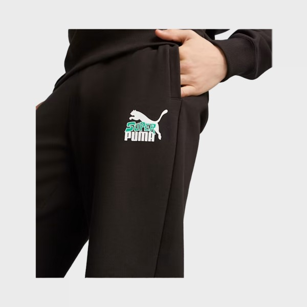 Puma Classics Super TR Back Pocket Logo Ανδρικη Φορμα Μαυρη