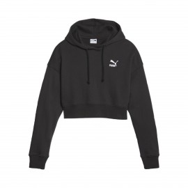 Puma Classics Cropped Hooded TR Small Logo Γυναικειο Φουτερ Μαυρο