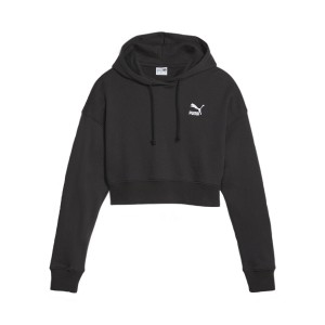 Puma Classics Cropped Hooded TR Small Logo Γυναικειο Φουτερ Μαυρο
