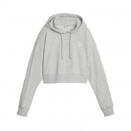 Puma Classics Cropped Hooded TR Small Logo Γυναικειο Φουτερ Γκρι