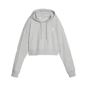 Puma Classics Cropped Hooded TR Small Logo Γυναικειο Φουτερ Γκρι