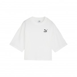 Puma Better Classics Oversized Small Logo Γυναικεια Μπλουζα Λευκη