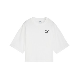 Puma Better Classics Oversized Small Logo Γυναικεια Μπλουζα Λευκη