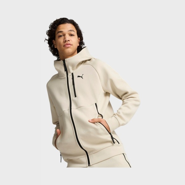 Puma Tech Drycell Regular Fit Cat Logo Hooded Ανδρικη Ζακετα Μπεζ