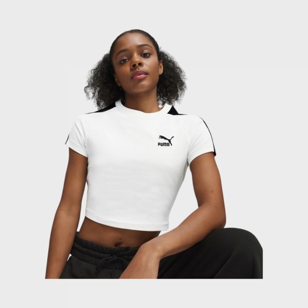 Puma Iconic T7 Baby Mock Neck Γυναικεια Μπλουζα Λευκη