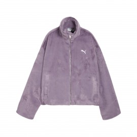 Puma Soft Fleece Long Neck Small Logo Γυναικεια Ζακετα Λιλα