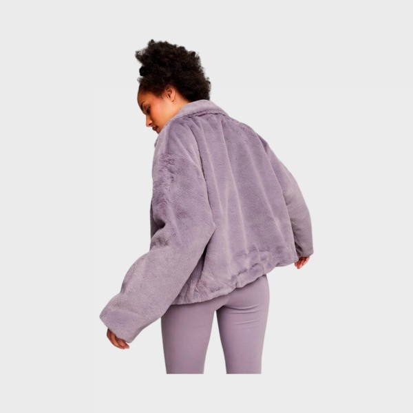 Puma Soft Fleece Long Neck Small Logo Γυναικεια Ζακετα Λιλα