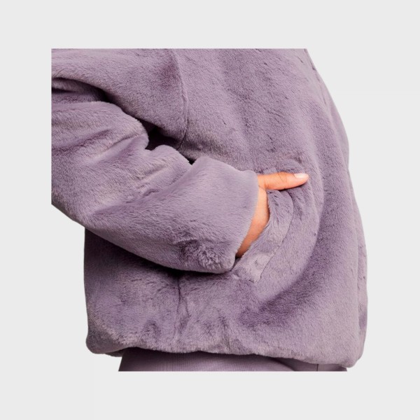 Puma Soft Fleece Long Neck Small Logo Γυναικεια Ζακετα Λιλα