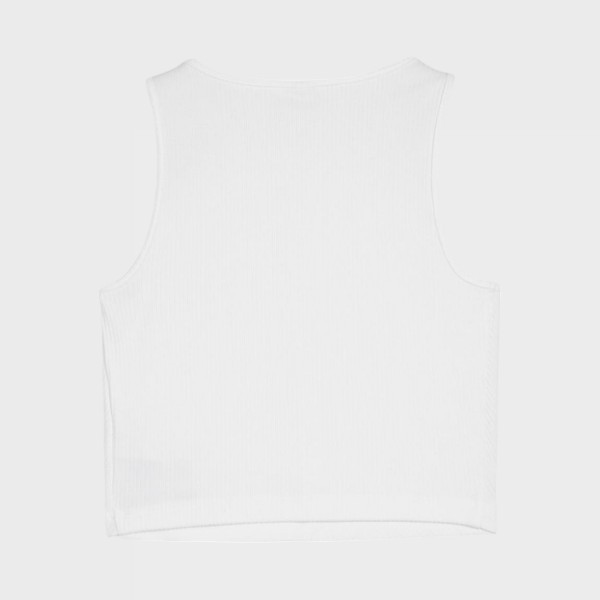 Puma Classics Ribbed Crop Top Halter Neck Γυναικεια Μπλουζα Λευκο