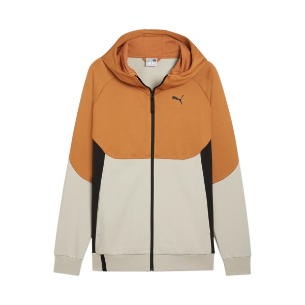 Puma Tech Fleece Hooded Full Zip Small Logo Ανδρικη Ζακετα Ταμπα - Μπεζ