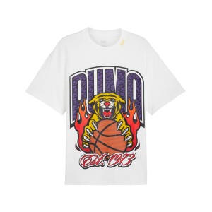 Puma Crowd Craze Basketball Oversized Graphic Ανδρικη Μπλουζα Λευκη