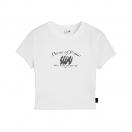 Puma Graphic Music Baby Rib Neck Crop Γυναικεια Μπλουζα Λευκο
