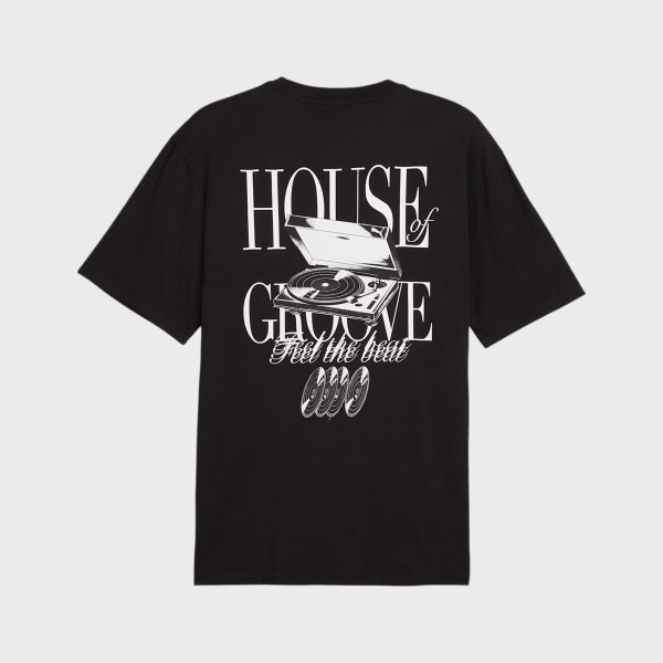 Puma Classics House Of Groove Graphics Relaxed Fit Ανδρικη Μπλουζα Μαυρη