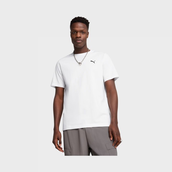 Puma Wordrobe Essentials Chest Sleek Logo Ανδρικη Μπλουζα Λευκη