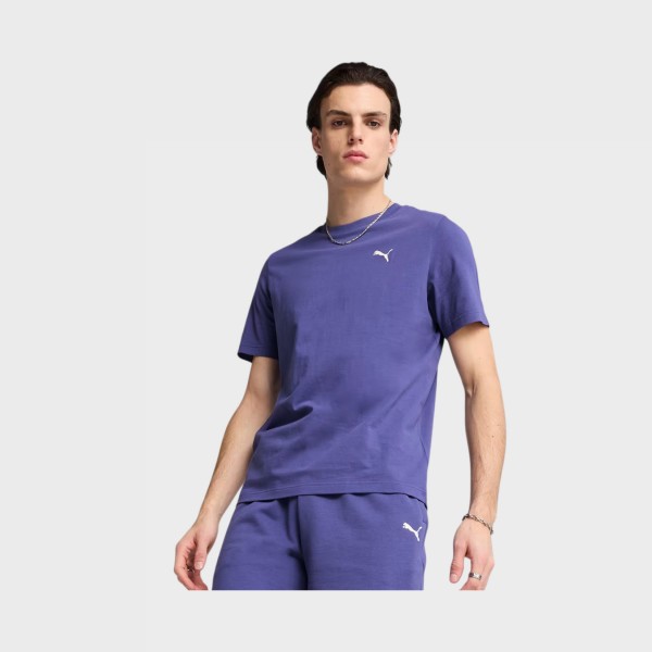 Puma Wordrobe Essential Chest Sleek Logo Ανδρικη Μπλουζα Μπλε Μωβ