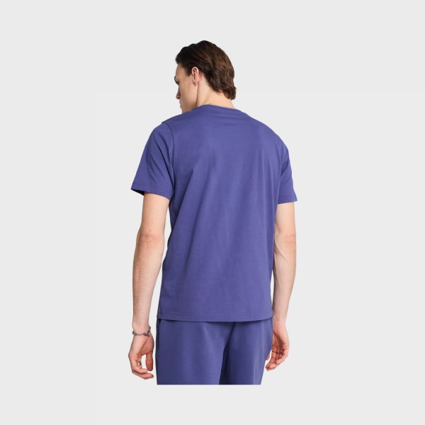 Puma Wordrobe Essential Chest Sleek Logo Ανδρικη Μπλουζα Μπλε Μωβ