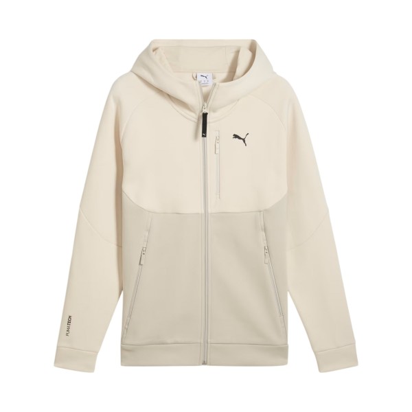 Puma Pumatech Full Zip Dry Cell Hooded Ανδρικη Ζακετα Μπεζ - Λευκο