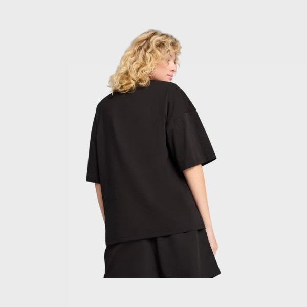 Puma Wardrobe Essentials Oversized Mid Sleeve Γυναικεια Μπλουζα Μαυρη