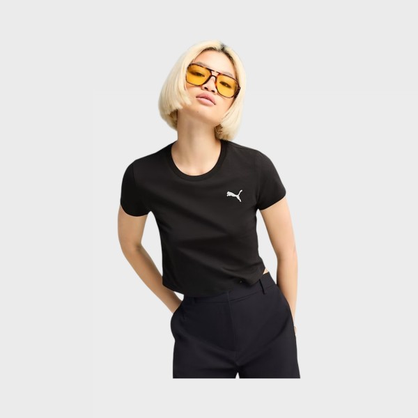 Puma Wardrobe Essentials Baby Cropped Γυναικεια Μπλουζα Μαυρη