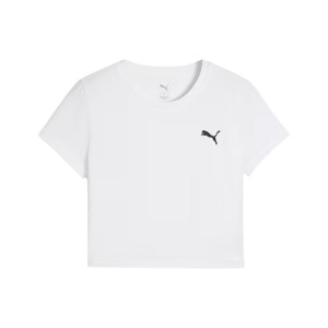 Puma Wardrobe Essentials Baby Cropped Γυναικεια Μπλουζα Λευκη