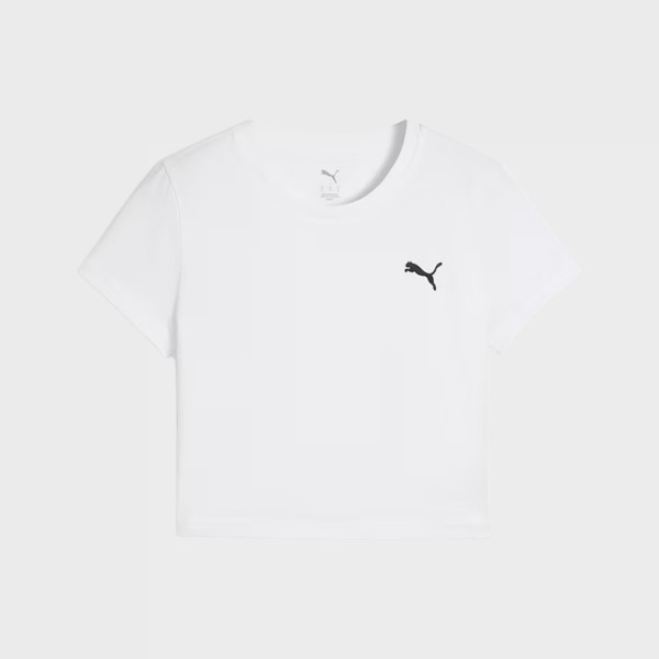 Puma Wardrobe Essentials Baby Cropped Γυναικεια Μπλουζα Λευκη