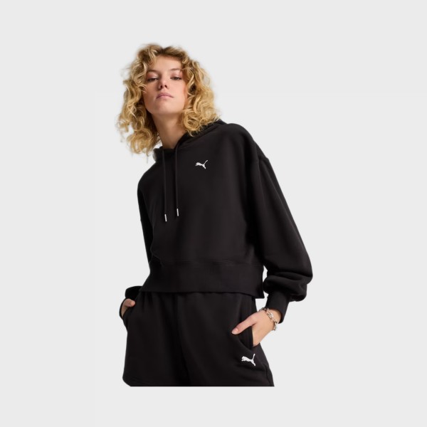 Puma Wardrope Ess Croppes Hooded TR Γυναικεια Φουτερ Μαυρη