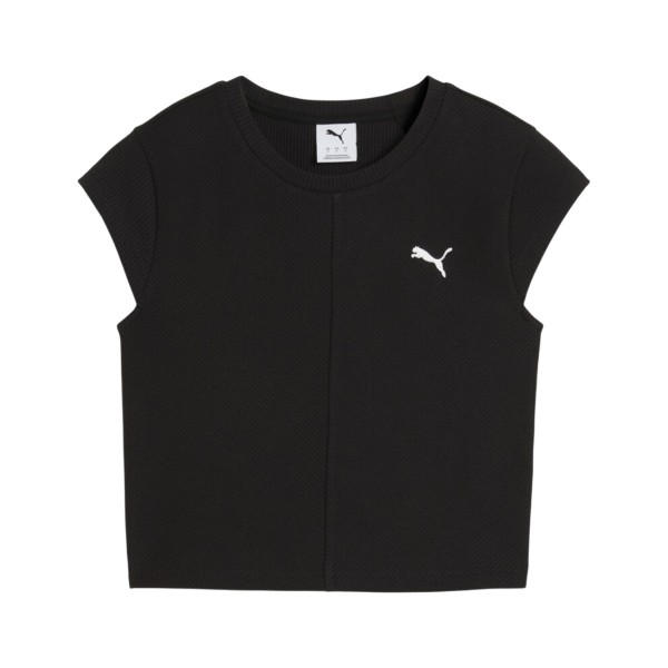 Puma Wardrobe Essentials Ribbed Baby Logo Γυναικεια Μπλουζα Μαυρη