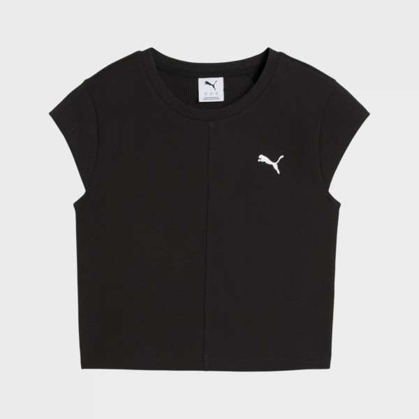 Puma Wardrobe Essentials Ribbed Baby Logo Γυναικεια Μπλουζα Μαυρη