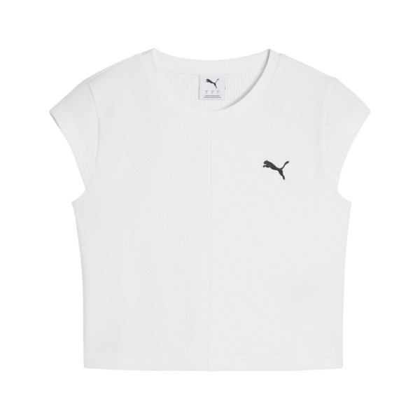 Puma Wardrobe Essentials Ribbed Baby Logo Γυναικεια Μπλουζα Λευκη