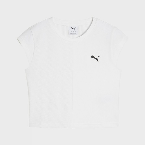 Puma Wardrobe Essentials Ribbed Baby Logo Γυναικεια Μπλουζα Λευκη