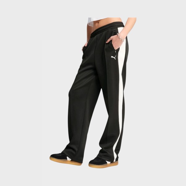 Puma T7 Always On Straight Track Pants Γυναικειο Παντελονι Μαυρο - Λευκο