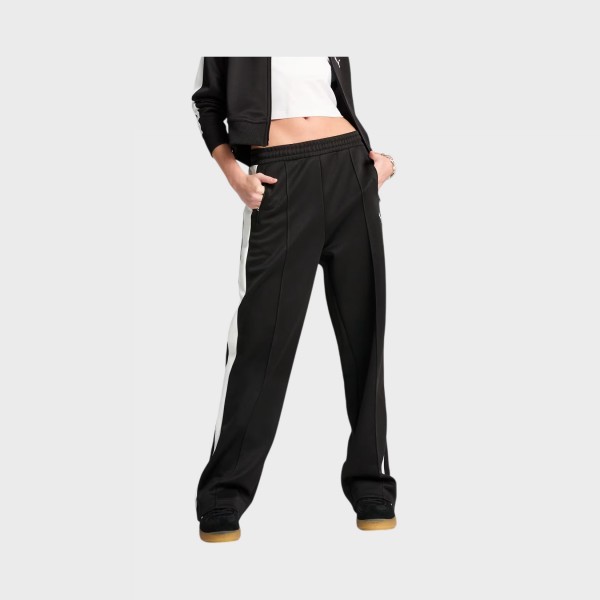 Puma T7 Always On Straight Track Pants Γυναικειο Παντελονι Μαυρο - Λευκο