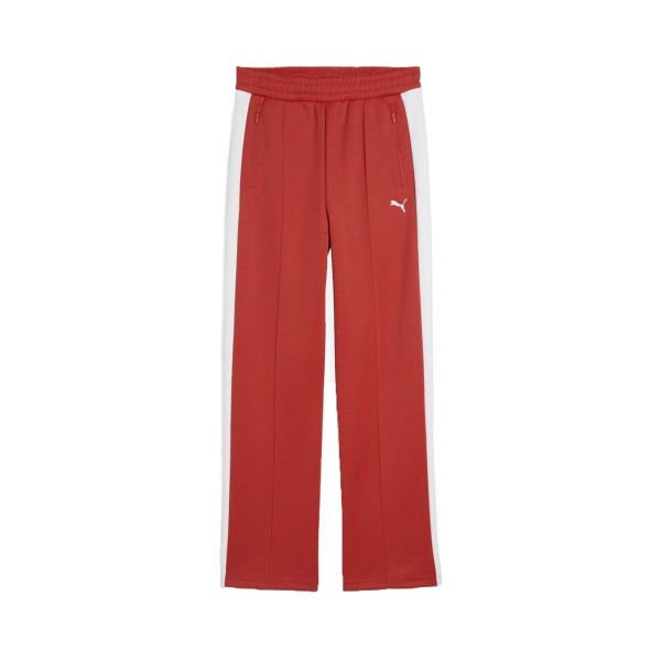 Puma T7 Always On Straight Track Pants Γυναικειο Παντελονι Κοκκινο - Λευκο